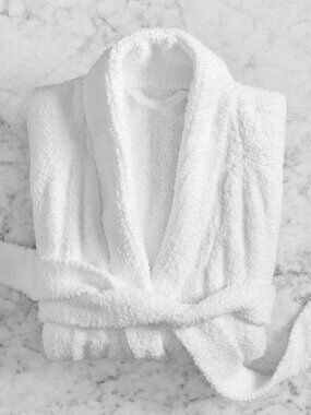POTTERY BARN COZY RIBBED FLEECE ROBE, Size XL ~ WHITE Okeo-Tex Plush Fluffy